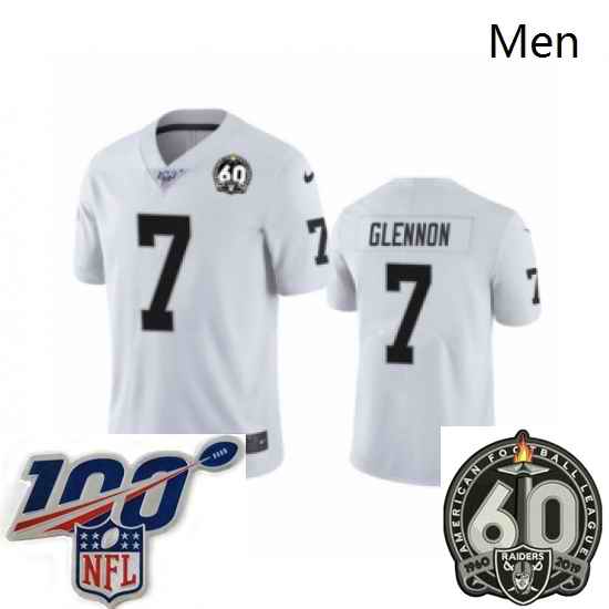Men Oakland Raiders #7 Mike Glennon White 60th Anniversary Vapor Untouchable Limited Player 100th Season Football Jersey